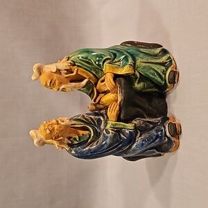 Vintage Chinese Mudman Elders Sitting Figurine